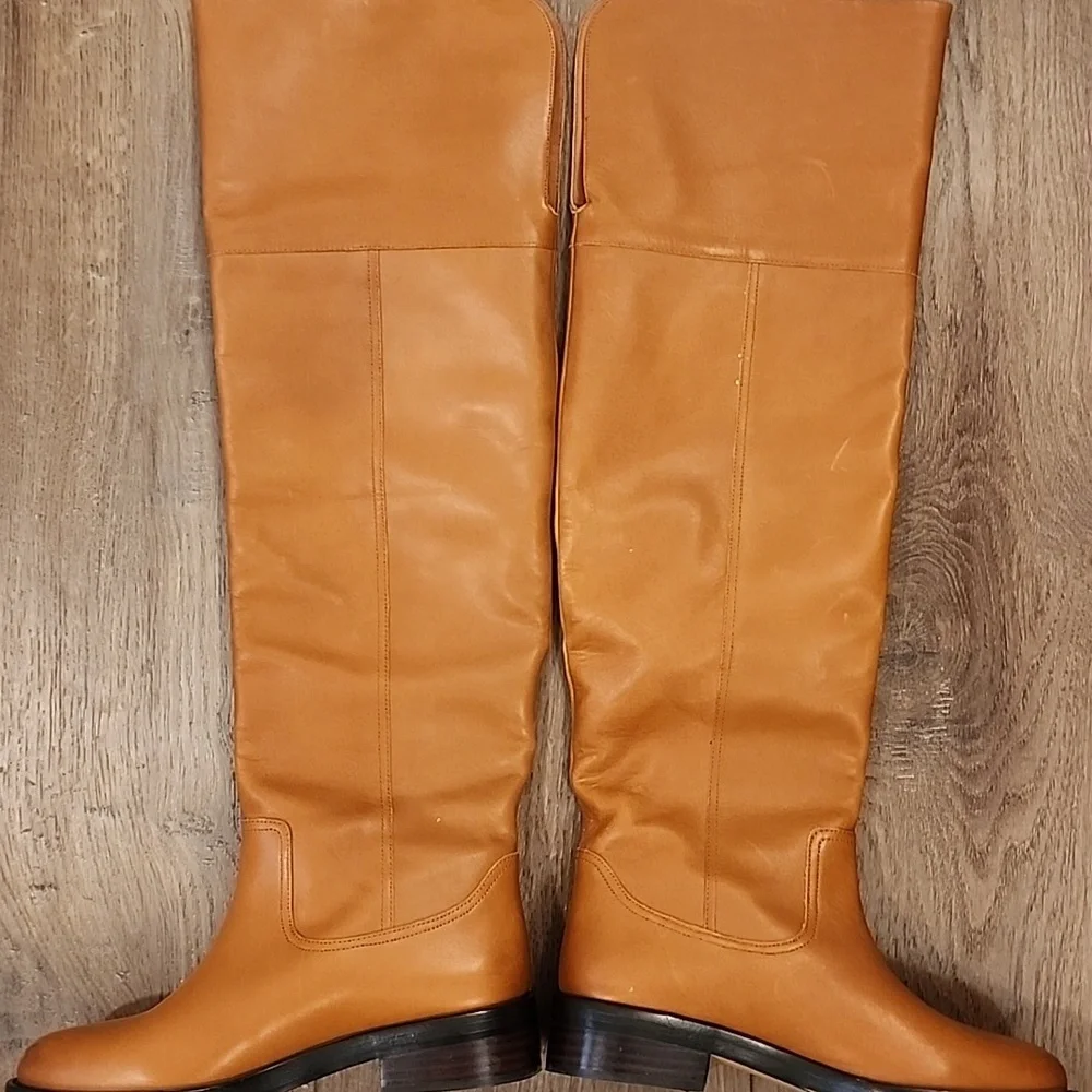 J. Crew Riding Boots Over The Knee Caramel Leather Style BA769 Women's size 6.5